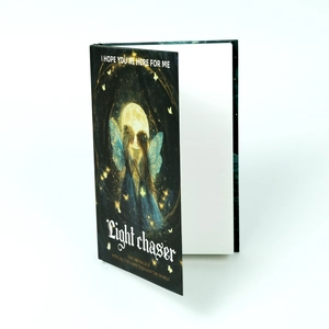 Hardcover fairy theme notebook with deep blue illustration and white pages