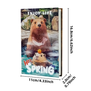 Notizbuch mit süßer Wasserschwein-Illustration und Maßangaben für die Hot Spring Edition