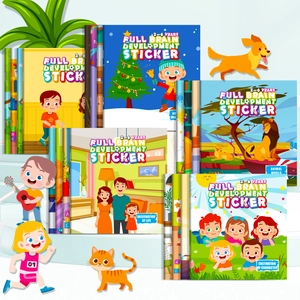 5-book educational sticker book set for toddlers age 2-6 with cartoon animal themes