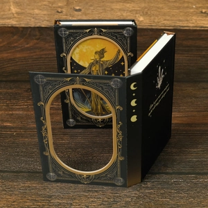 Retro Magic Wand Under Moonlight Hardcover Notebook Celestial Moon Phase Occult Style Journal Vintage Gold Embossed Writing Book Gift