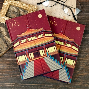 Carnet de la Cité Interdite avec illustration de palais rouge et design d'art chinois