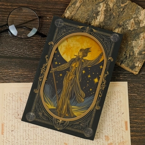 Vintage celestial hardcover notebook featuring a magic scepter and gold european patterns