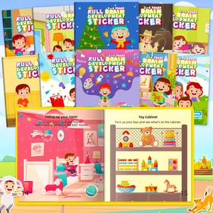 Educational Early Learning Sticker Books For Toddlers Full Brain Development Cognitive Logic Interactive Cartoon Sticker Book Set