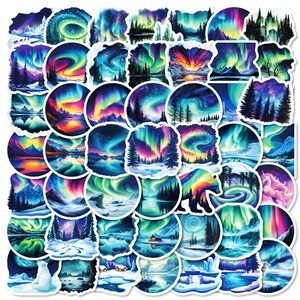 50pcs Aurora Borealis waterproof stickers for laptops and water bottles with polar animals