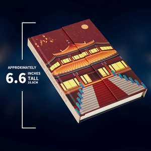 Vue détaillée du carnet rouge Cité Interdite avec étiquette de hauteur de 6,6 pouces