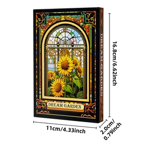 Sonnenblumen Dream Garden Notizbuch mit 3D-Buntglas-Stil Einband und Abmessungen