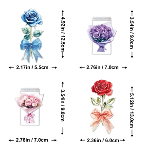 Floral metal bookmarks featuring roses and bouquets in aesthetic hand-drawn ins style