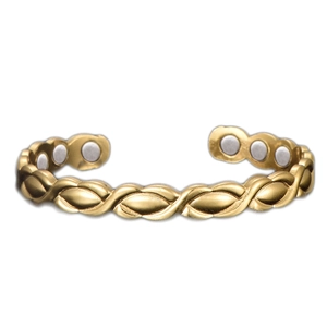 Bracelet pour femme plaqué or 18 carats avec design torsadé et thérapie magnétique