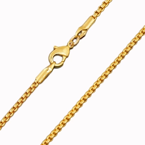 Collana a catena box placcata oro 18K lucido con chiusura a moschettone per uomo e donna