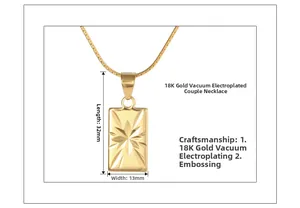 Detail eines 18K vergoldeten Rechteck-Anhängers mit Maßen von 32mm x 13mm