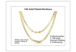 Detailansicht der 6mm geprägten Mariner-Halskette mit hochwertiger 18K Gold-Vakuum-Beschichtung
