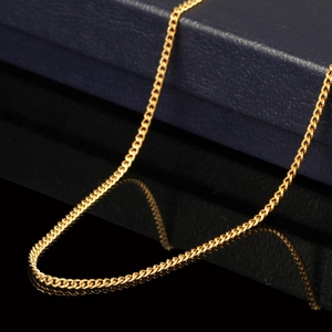 Classic 18K gold plated Figaro link chain necklace in polished brass for women