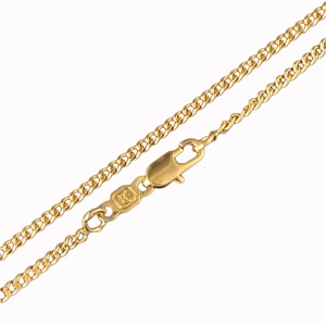 Polished 18K gold-plated Figaro chain necklace with lobster clasp and engraved tag