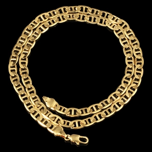18K gold plated marine link chain necklace for men with secure lobster clasp finish