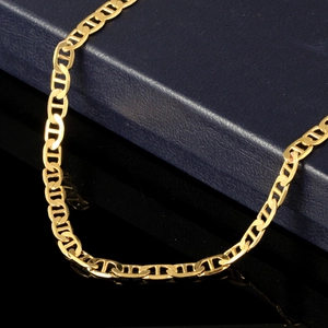 Classic 18K gold-plated anchor chain necklace for men with a high-polished mirror finish