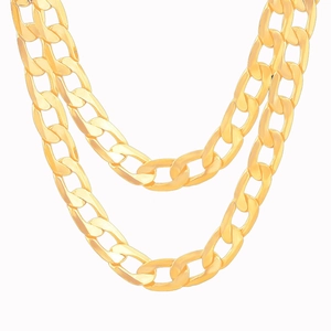Classic 1:1 Figaro gold plated chain necklace with polished flat oval geometric links