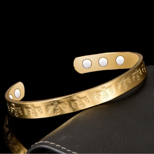 18K gold plated eagle totem magnetic therapy open cuff bracelet for women