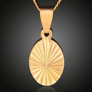 Collana con Pendente Ovale a Raggiera in Rame Placcato Oro 18K Minimalista Gioielli Geometrici Sbalzati Regalo Unisex