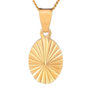Collana con ciondolo ovale placcato oro 18K e motivo a raggiera per uomo e donna