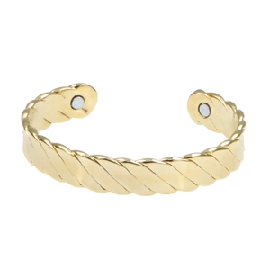 Bracciale magnetico a treccia placcato in oro 18 carati con design a polsino aperto