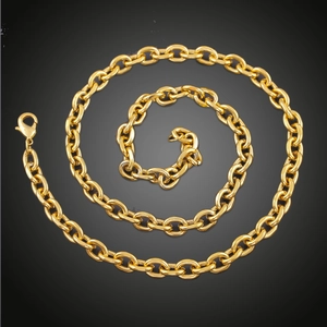 Hip Hop 18K Gold Plated Iron O-link Cable Chain Necklace Punk Style Chunky Link Chain Jewelry For Men Women Daily Wear Accessory