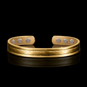 18K Gold Plated Copper Magnetic Therapy Open Cuff Bracelet For Women Health Wellness Simple Twisted Pattern Bangle Jewelry