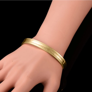 Elegant 18K gold plated open cuff bracelet with brushed texture for women