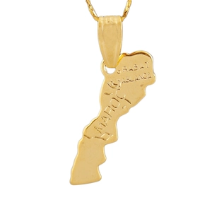 Collar con colgante del mapa de Marruecos bañado en oro con Rabat y Casablanca