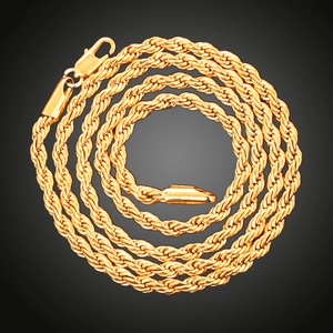 Polished 18K gold-plated twisted rope chain jewelry set with secure lobster clasp