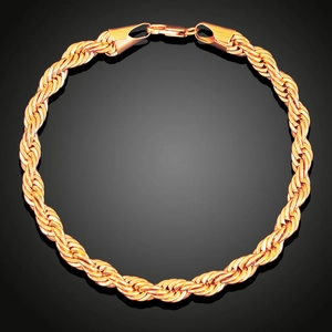 Classic 18K gold plated rope chain jewelry set with necklace and bracelet