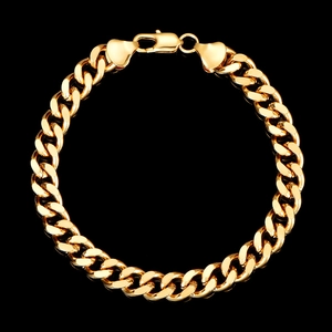 Bracciale da Uomo in Rame Placcato Oro 18K Maglia Cubana Hip Hop Moda Geometrico Figaro Catena Gioielli per Festa e Quotidiano