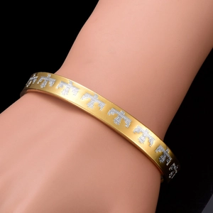 Bohemian two-tone 18K gold plated cuff bracelet with silver eagle totem pattern