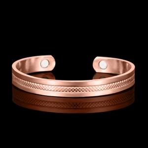 Adjustable Rose Gold Copper Magnetic Therapy Cuff Bracelet For Women Grid Texture Healthy Magnet Health Care Jewelry