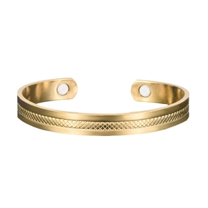 Bracciale magnetico a polsino placcato oro 18K con elegante motivo a rombi