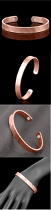 Detailed views of rose gold magnetic copper bracelet with embossed diagonal stripes