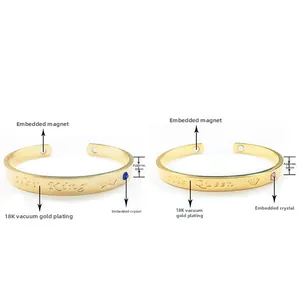 Detail of Her King and His Queen 18K gold plated bracelets with magnets and crystals