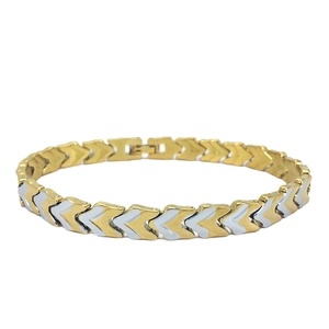 Bracciale a Freccia in Rame Bicolore alla Moda per Uomo Donna Placcato in Oro 18K Catena a Maglie Geometrica a V Gioielli