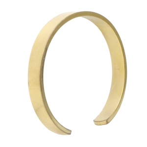 Minimalist polished gold open cuff bracelet with flat metallic surface for women