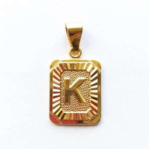 Retro 18K Verguld Koper Rechthoekige Alfabet Letter Hanger Voor Unisex Gegraveerde Initial Tag Ketting Sieraden Accessoires