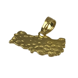 18K gold-plated Turkey map pendant featuring a hammered texture and sturdy bail