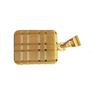Gepolijste 18K vergulde rechthoekige hanger met gestructureerd reliëfpatroon op wit