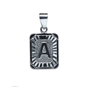 Vintage Rechteckiger Kupfer Versilberter Initialen Alphabet Anhänger Für Damen Herren Großbuchstaben A-Z Charm Schmuckherstellung Zubehör