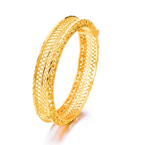 Vintage 24K Vergoldeter Kupfer Hohlnetz Armreif Ethnische Hochzeit Klappverschluss Schmuck Für Damen Luxuriöser Handschmuck