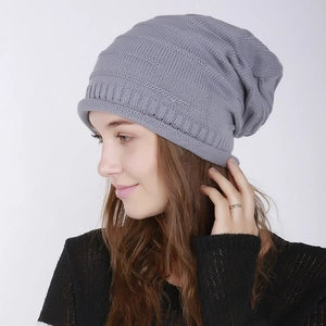 Unisex Slouchy Beanie Hat Soft Acrylic Horizontal Stripe Knitted Cap For Men Women Winter Warm Outdoor Casual Daily Headwear