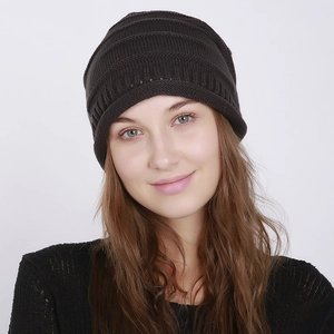 Close-up showing the vertical ribbed knit texture and material of the black beanie
