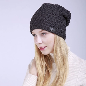 Gorro de punto de invierno forrado de felpa para hombre y mujer con textura de panal