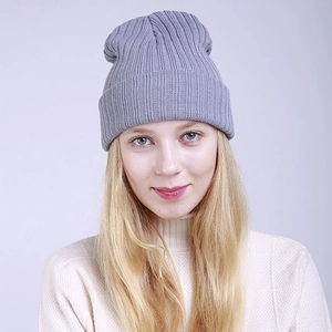 Unisex 100% Acrylic Ribbed Knit Beanie Cuffed Winter Warm Soft Stretch Ski Hat For Men Women Solid Color Vertical Stripe Beanie