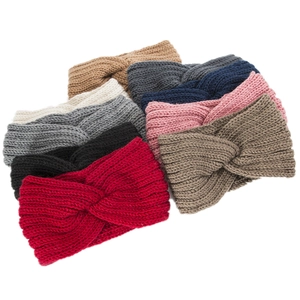 Bandeau d'hiver tricoté pour femme avec nœud croisé disponible en plusieurs couleurs