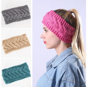 Diadema de Punto con Trenzas para Mujer Acrílico Invierno Cálido Calentador de Oídos Trenzado Color Sólido Accesorios para el Cabello