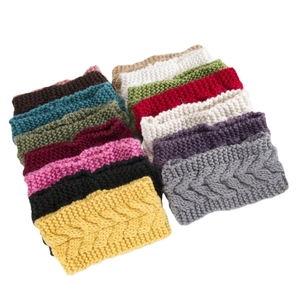 Diadema de punto grueso con trenzado de invierno en varios colores cálidos unisex